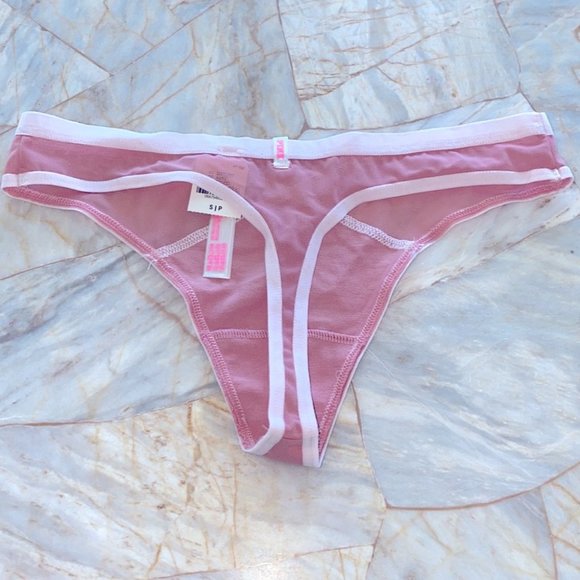 Victoria's Secret PINK V-String Very Sexy Thong Panty Lace Mesh Underwear Small - Picture 5 of 6